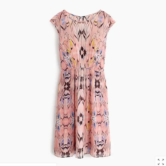 J. Crew Dresses & Skirts - J CREW Silk Chiffon Dress in Marble Print 4